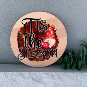 Holiday Decor Tis The Season Gnome Buffalo Plaid Design